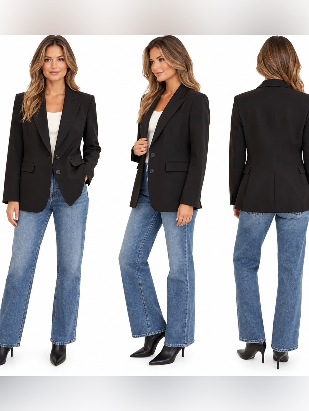 Antonio Melani Black Wool Blend Tailored Blazer Size 4